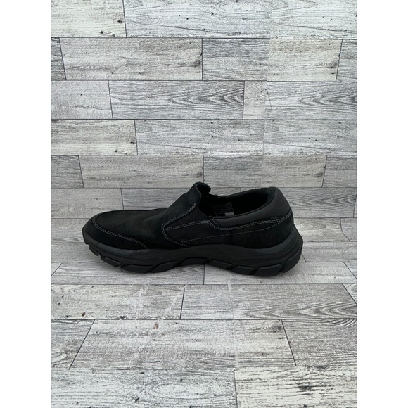 Skechers Relaxed Fit Men Size 10.5 Black Leather Slip‎ On Shoes 204480 Goodyear main image 4